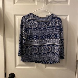 Republic blue and white patterned blouse - $15